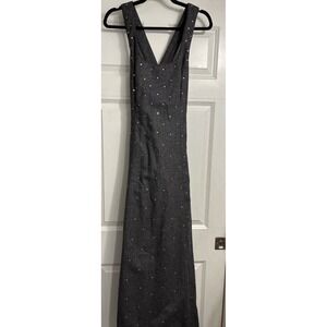 Vtg Overall Jumper Dress‎ Size Small Gray Maxi Cottagecore Wool Handmade Flaw